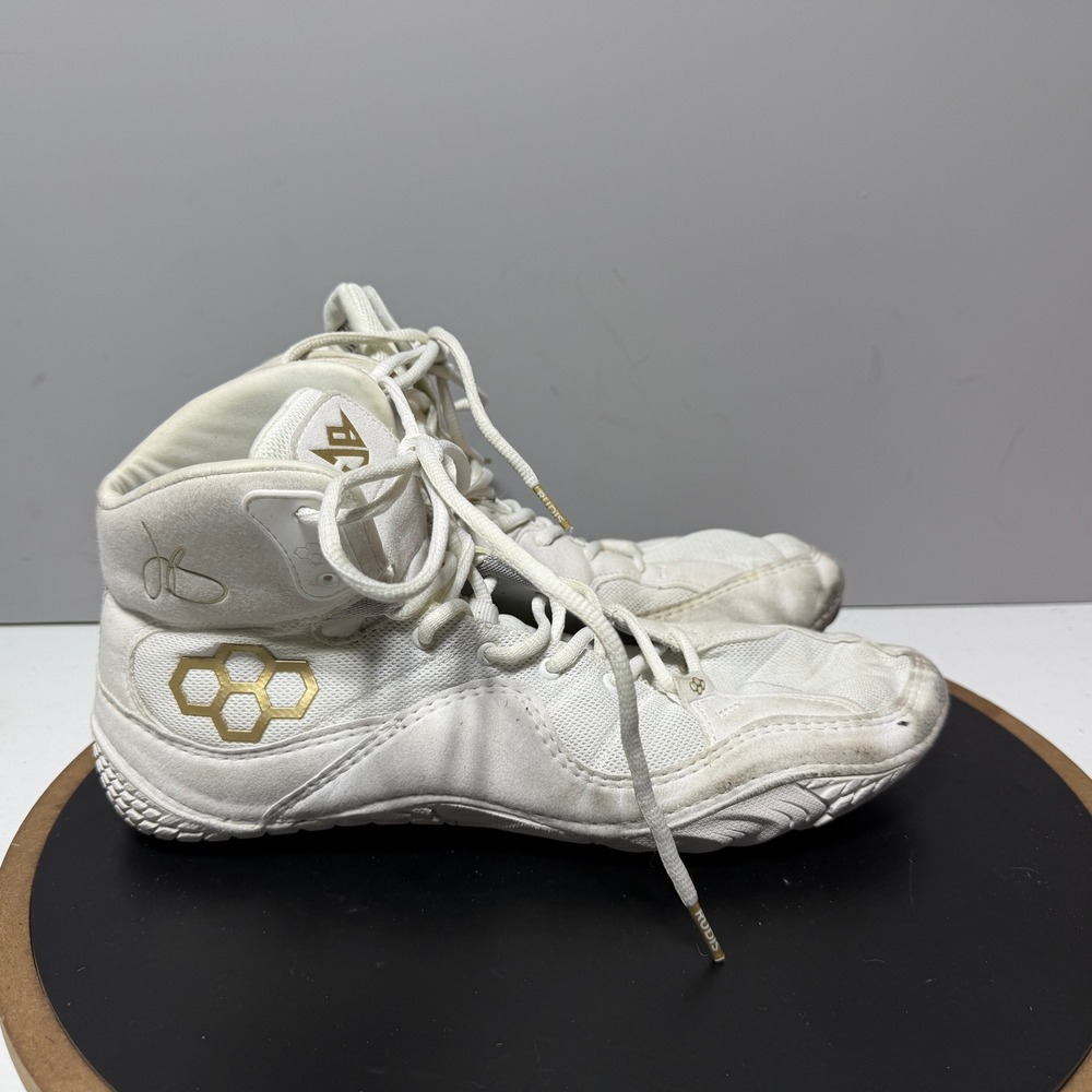 Rudis JB Alpha Wrestling Shoes Men Size 12 High Top White Gold Jordan Burroughs